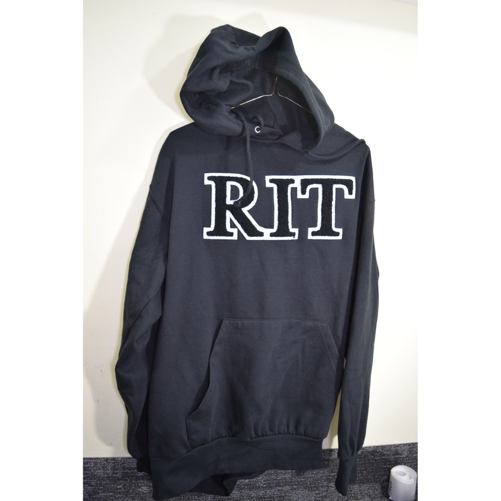 RIT Rochester Institute of Technology Hoodie Black Chenille Logo Mens Small